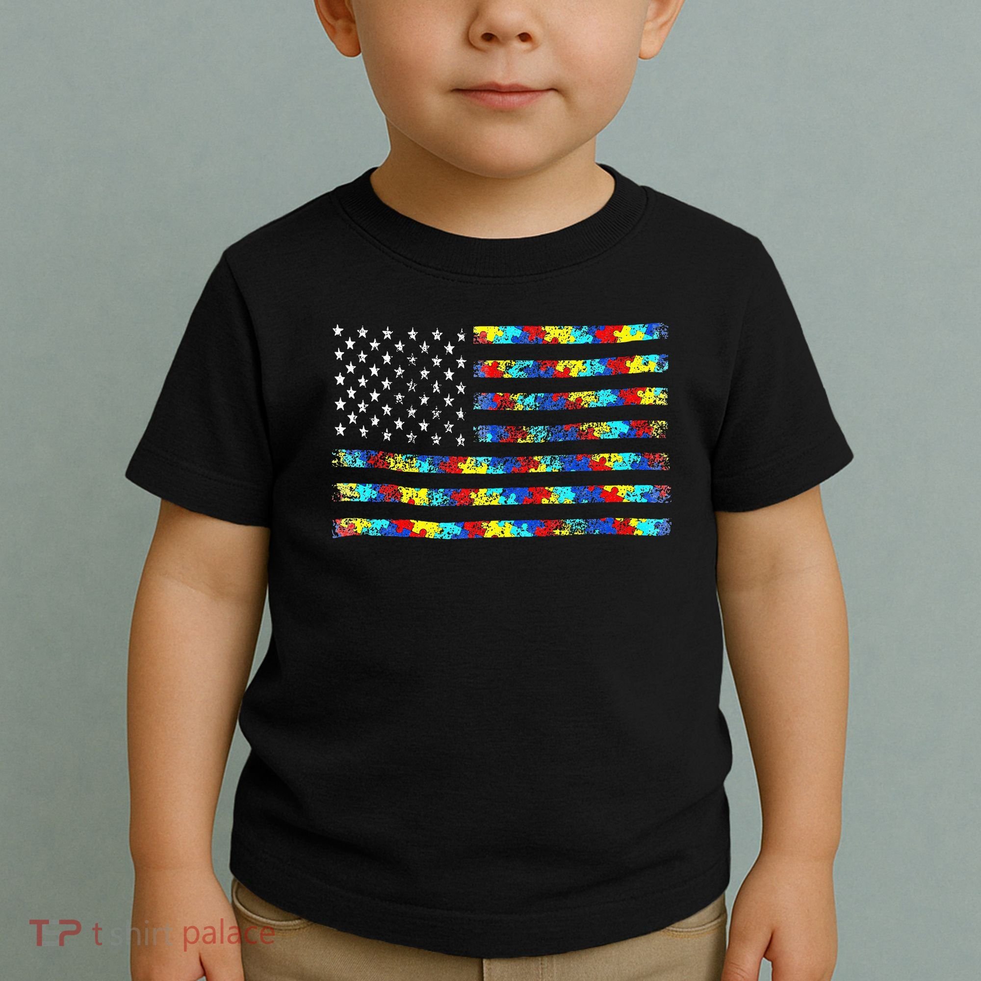 Autism Awareness American Flag Toddler T-Shirt