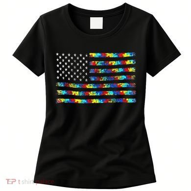 Autism Awareness American Flag Women's T-Shirt