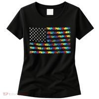 Autism Awareness American Flag Women's T-Shirt thumb 0