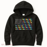 Autism Awareness American Flag Kids Hoodie thumb 0