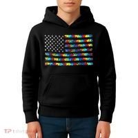 Autism Awareness American Flag Kids Hoodie thumb 4