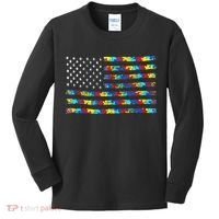 Autism Awareness American Flag Kids Long Sleeve Shirt thumb 0