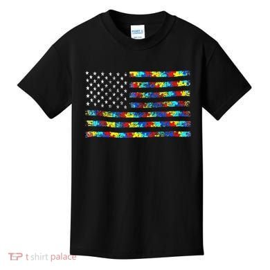 Autism Awareness American Flag Kids T-Shirt