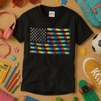 Autism Awareness American Flag Kids T-Shirt thumb 3