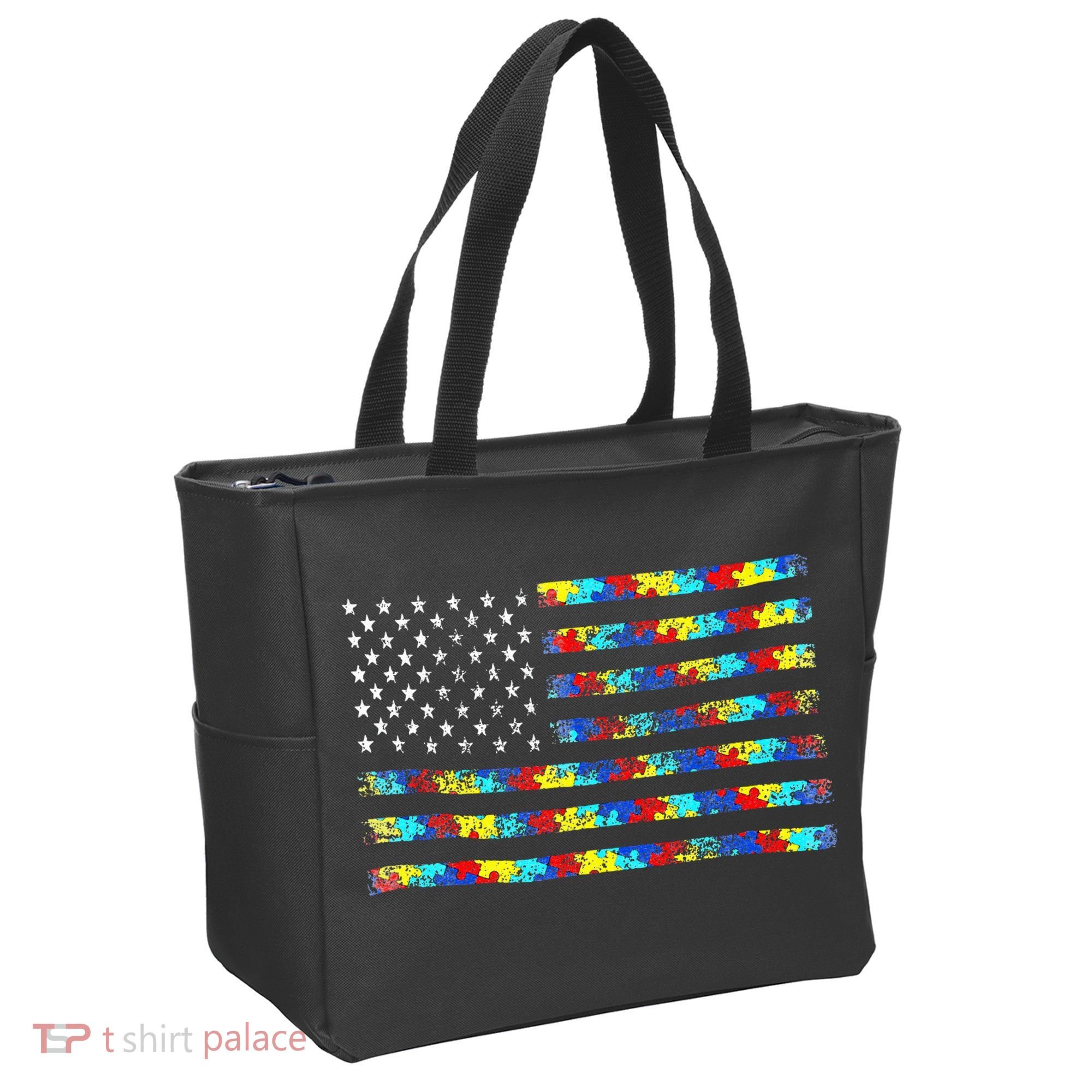 Autism Awareness American Flag Tote Bag