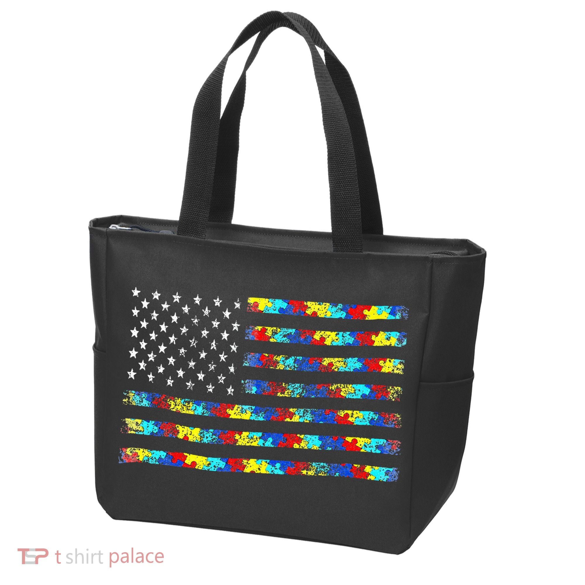 Autism Awareness American Flag Tote Bag