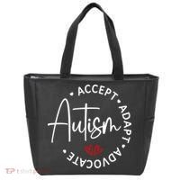 Autism Awareness Accept Adopt Advocate Tote Bag thumb 0