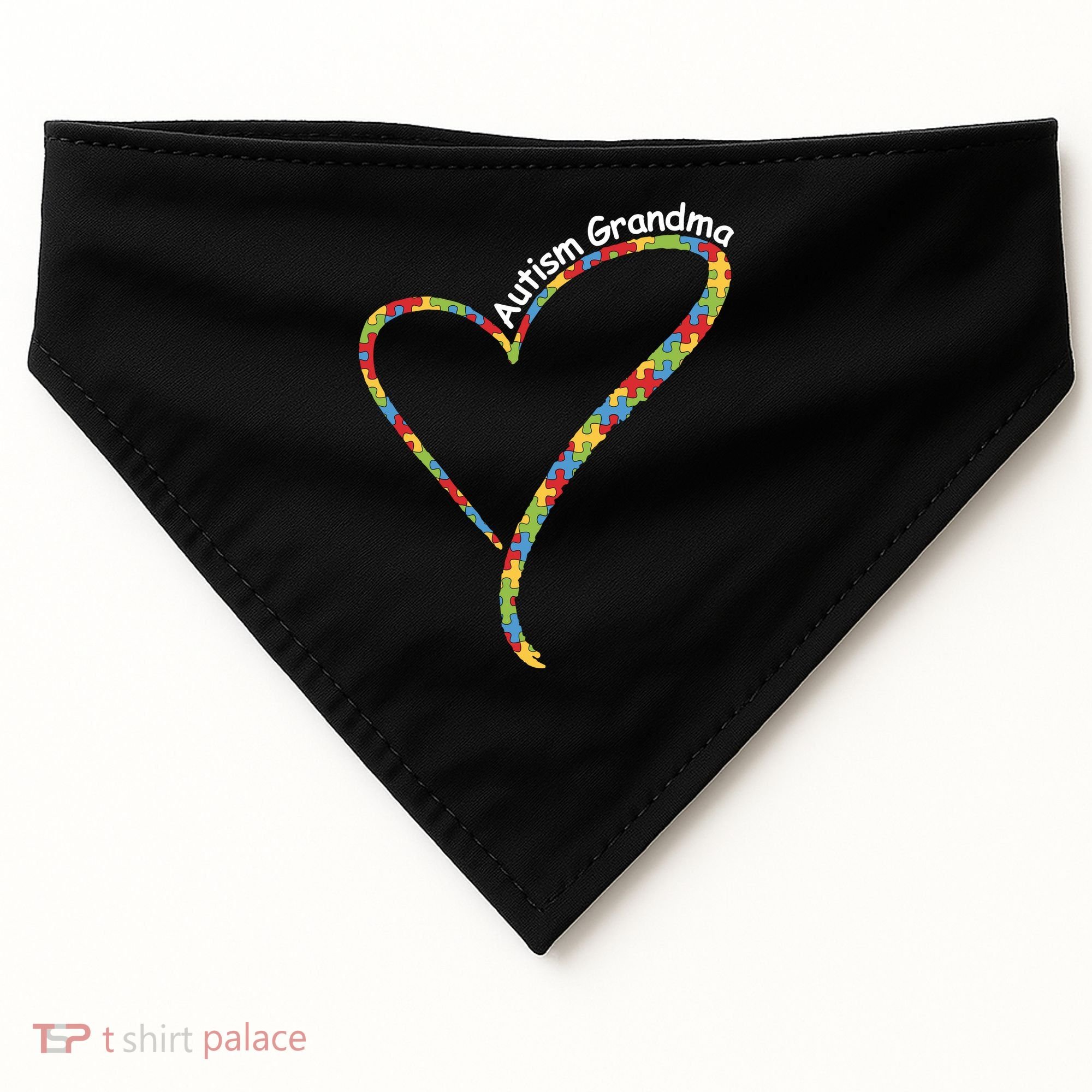 Autism Awareness Autism Grandma Heart USA-Made Doggie Bandana