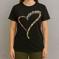 Autism Awareness Autism Grandma Heart T-Shirt thumb 4