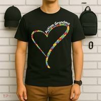 Autism Awareness Autism Grandma Heart T-Shirt thumb 6