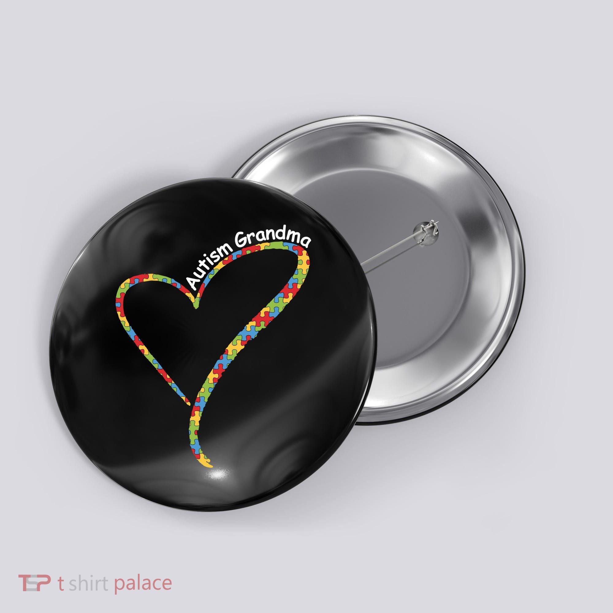 Autism Awareness Autism Grandma Heart Button