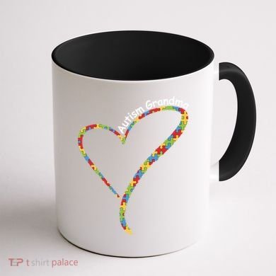 Autism Awareness Autism Grandma Heart Coffee Mug back