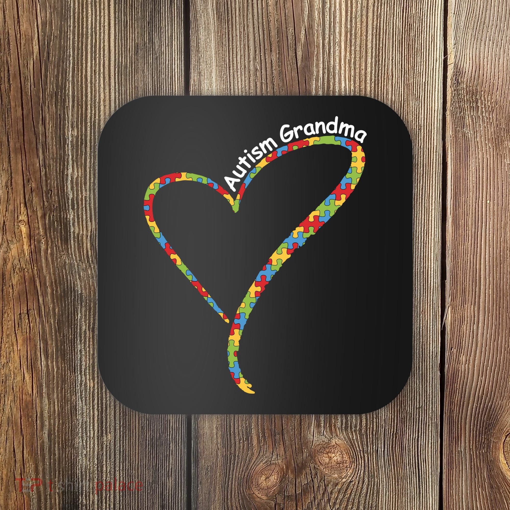 Autism Awareness Autism Grandma Heart Coaster