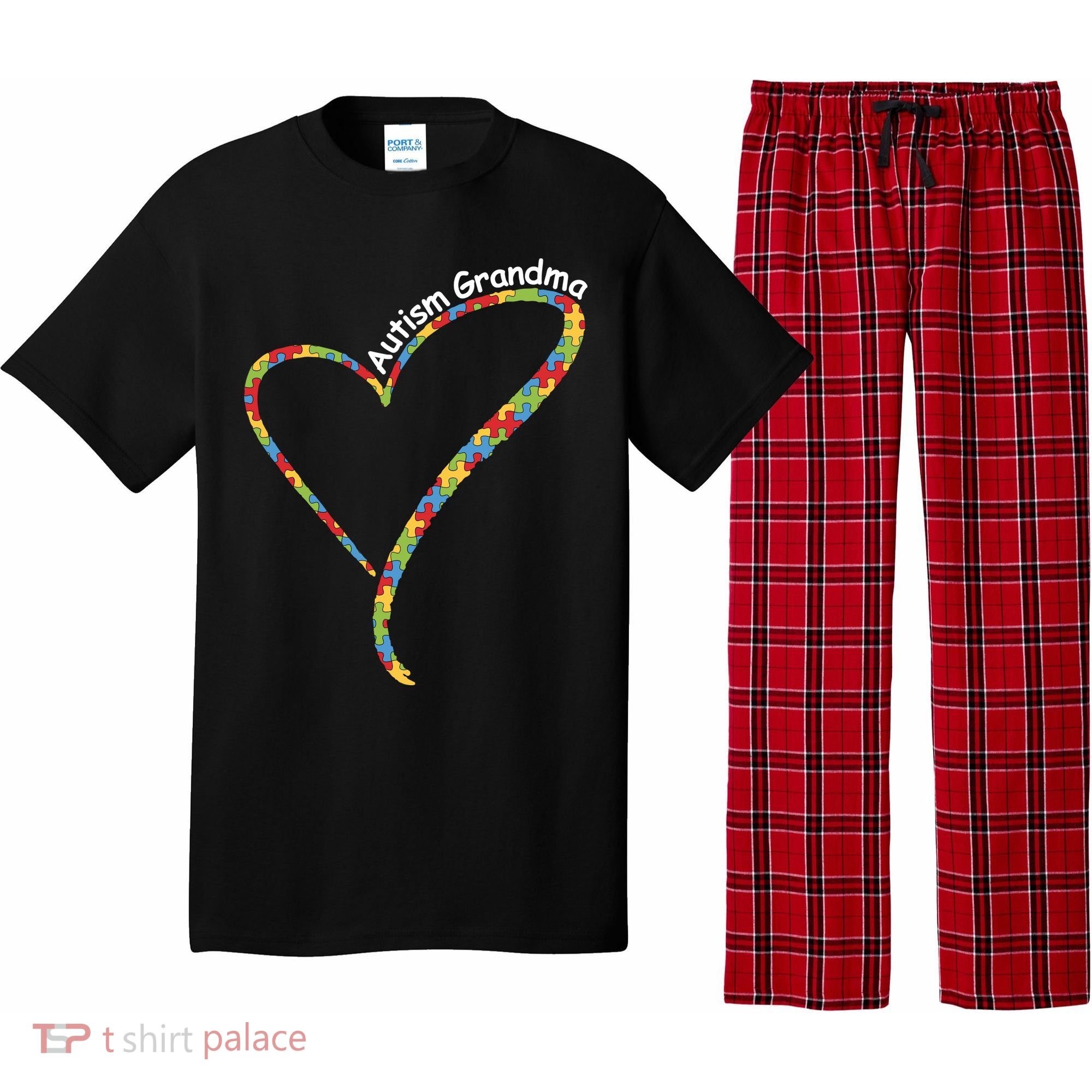 Autism Awareness Autism Grandma Heart Pajama Set