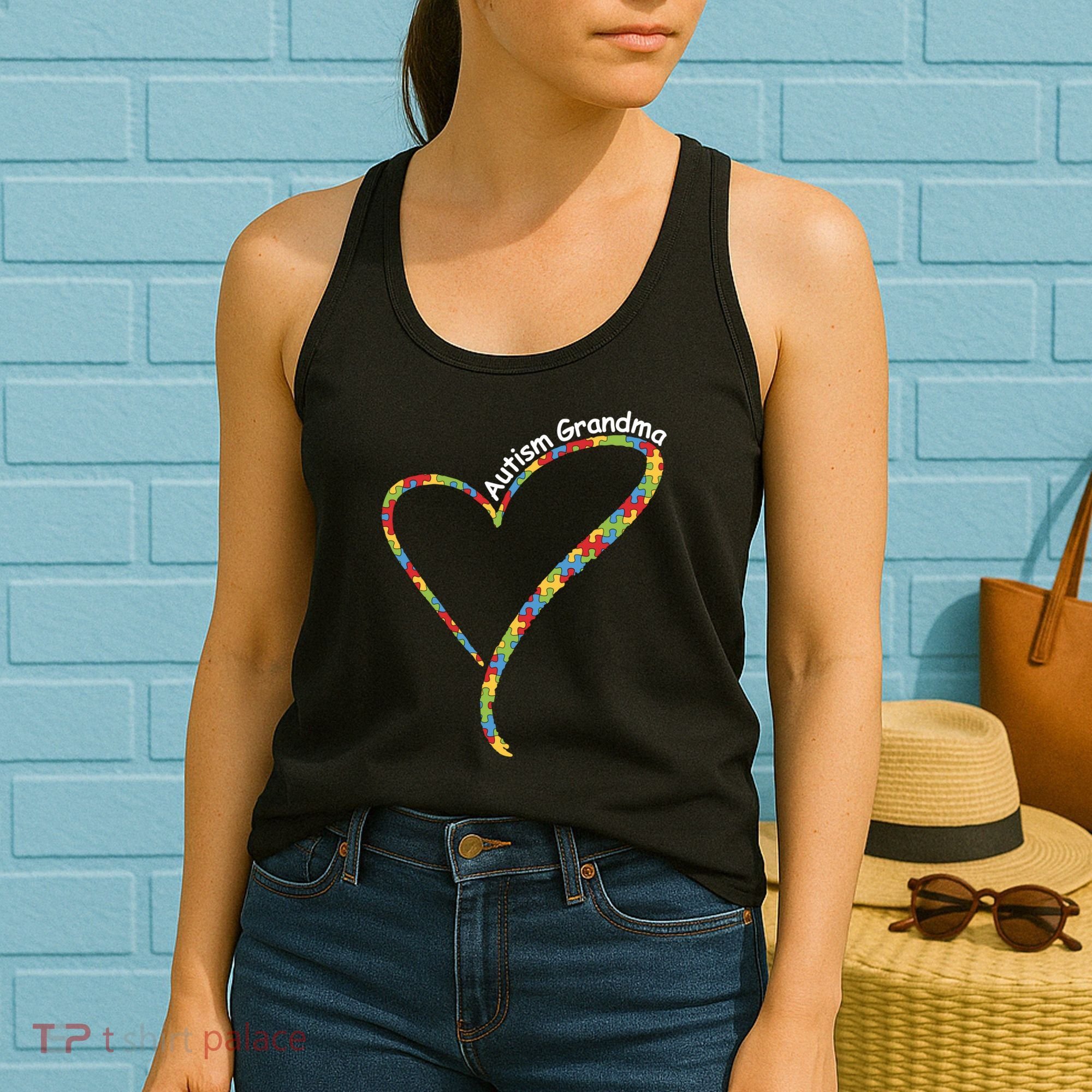 Autism Awareness Autism Grandma Heart Women's Tank Top