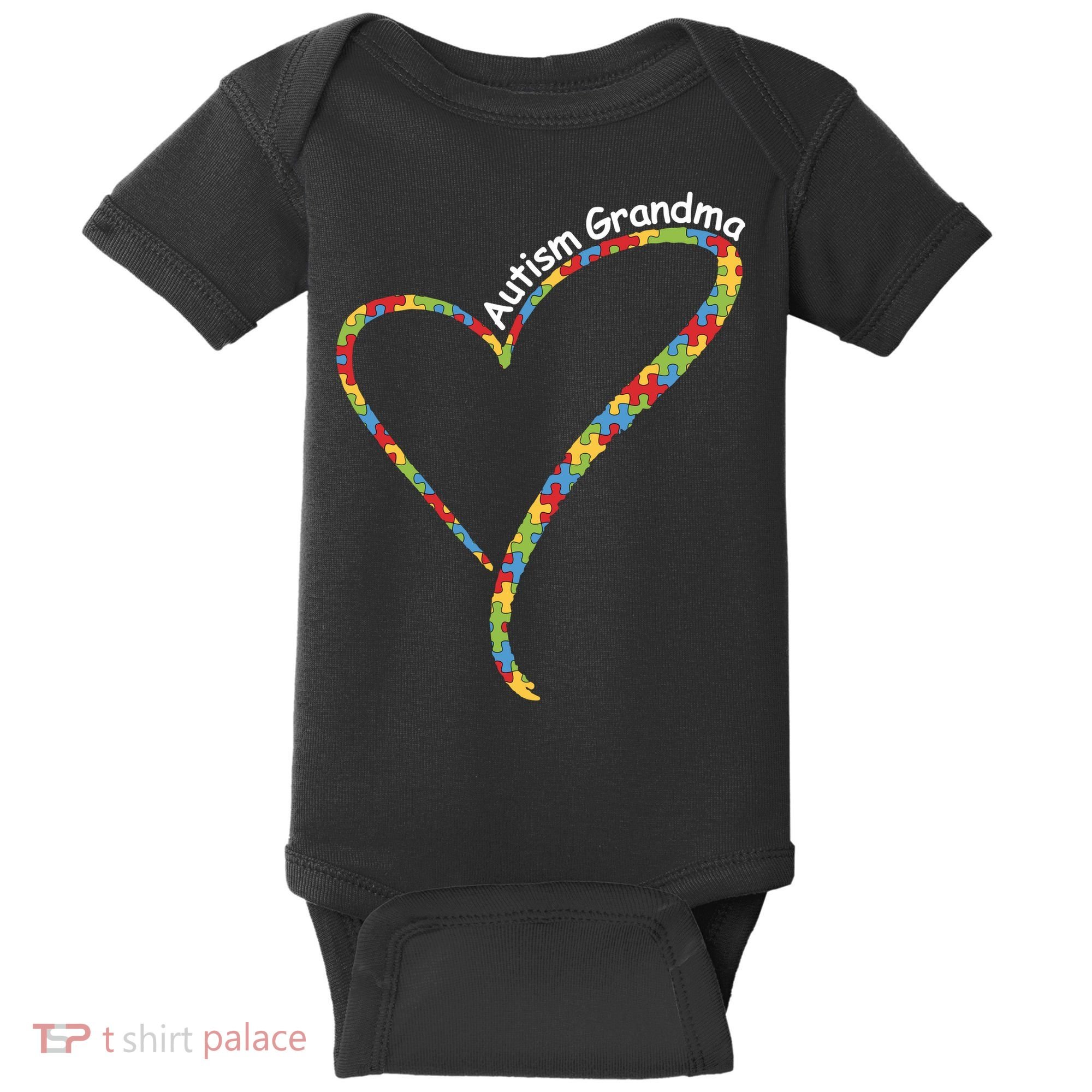 Autism Awareness Autism Grandma Heart Baby Bodysuit