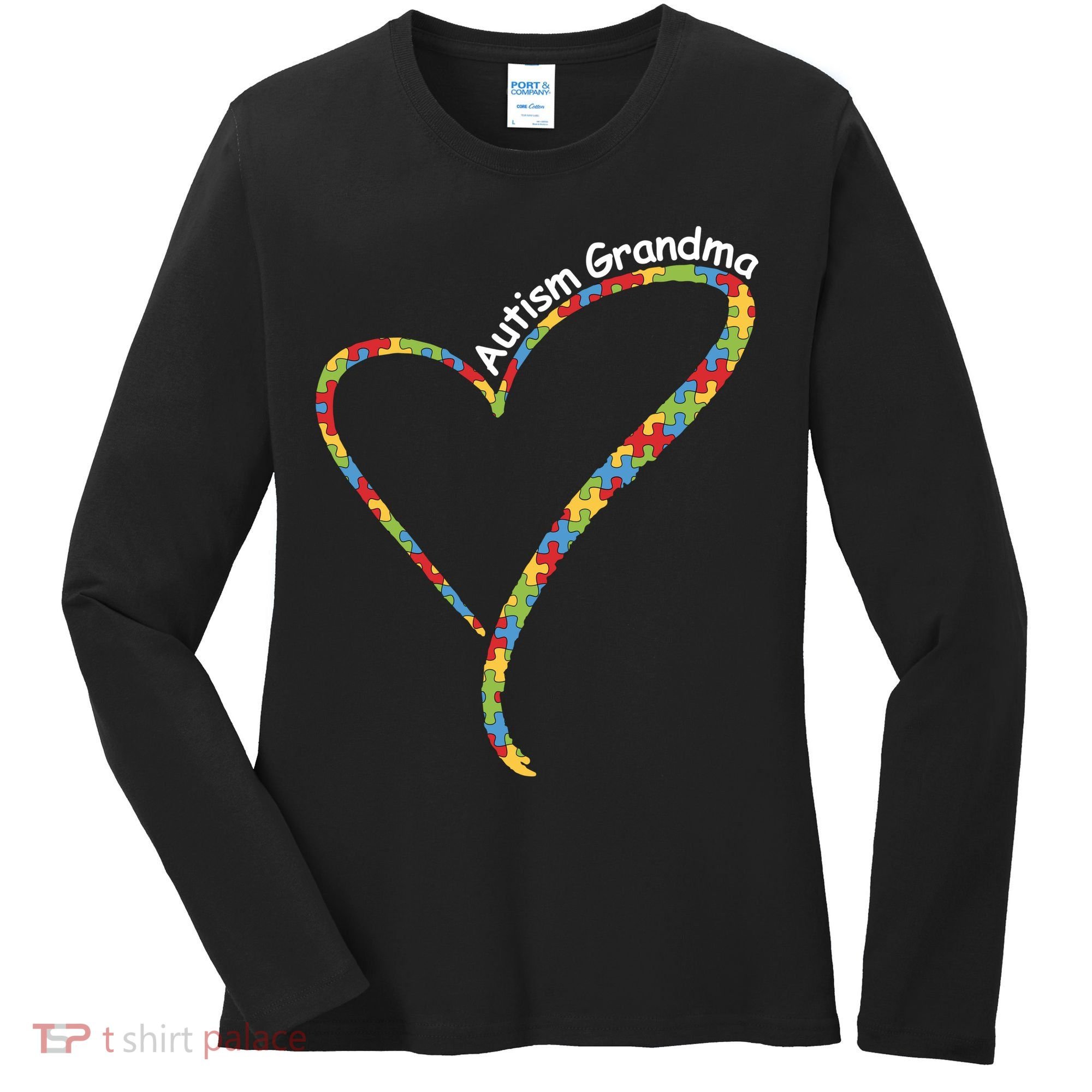 Autism Awareness Autism Grandma Heart Women's Long Sleeve Shirt