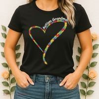 Autism Awareness Autism Grandma Heart Women's T-Shirt thumb 2