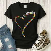 Autism Awareness Autism Grandma Heart Women's T-Shirt thumb 3