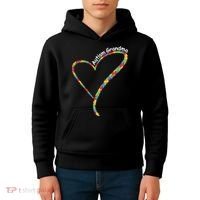 Autism Awareness Autism Grandma Heart Kids Hoodie thumb 4