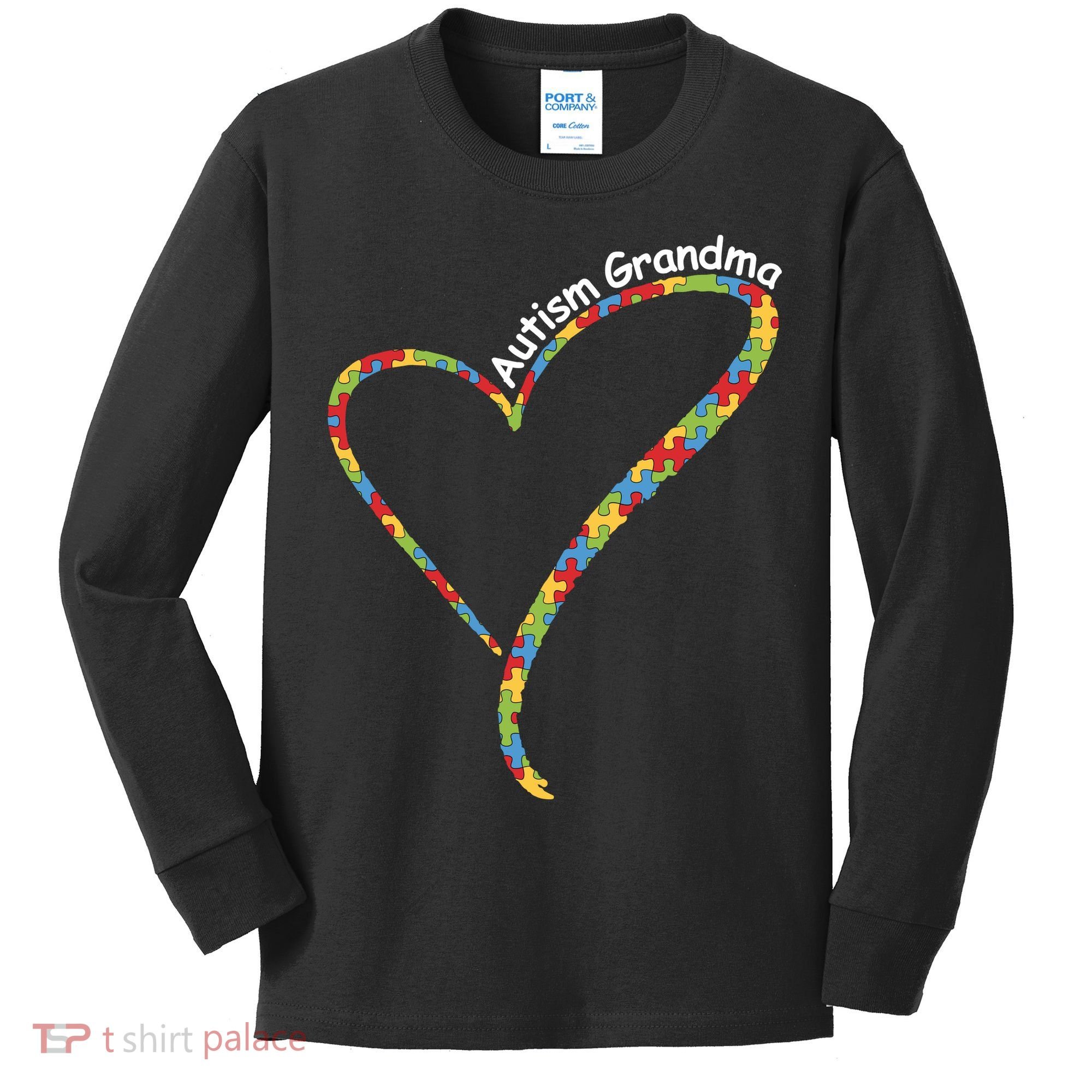 Autism Awareness Autism Grandma Heart Kids Long Sleeve Shirt