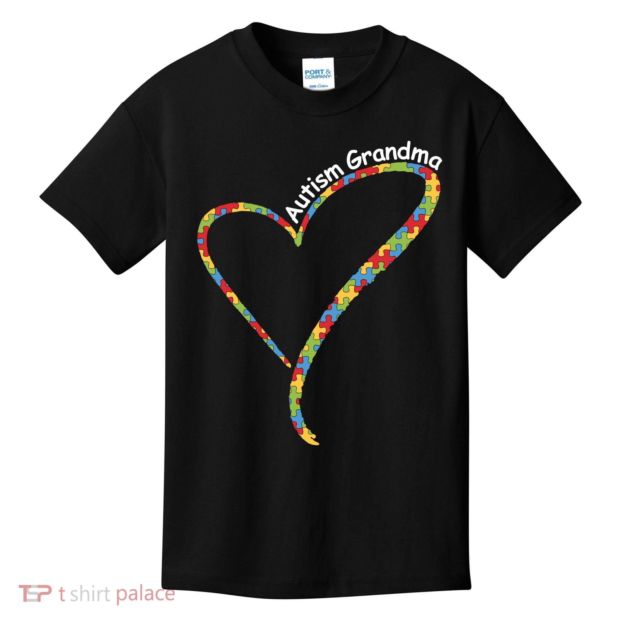 Autism Awareness Autism Grandma Heart Kids T-Shirt