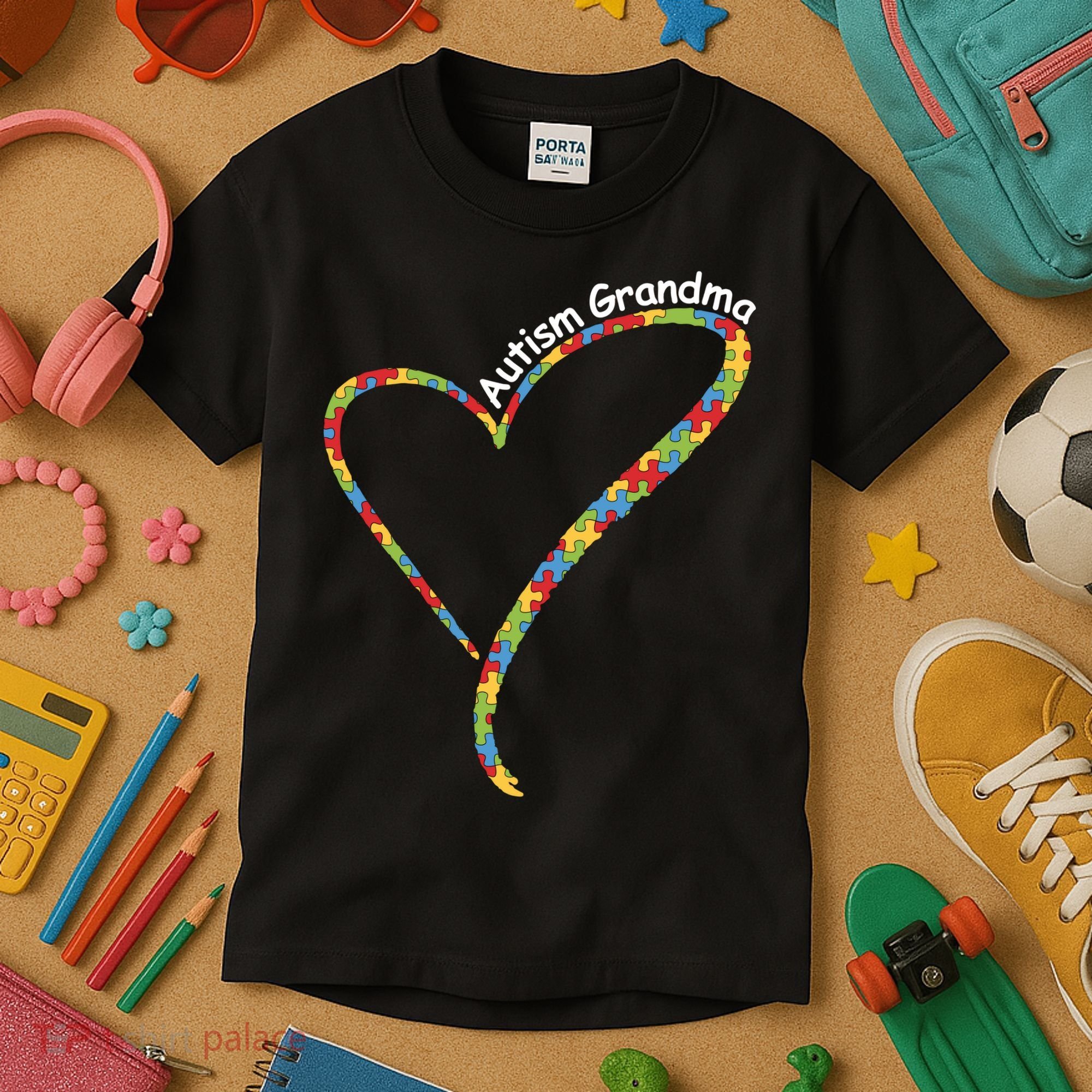 Autism Awareness Autism Grandma Heart Kids T-Shirt