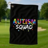 Autism Awareness Autism Squad Support Team Golf Towel thumb 1