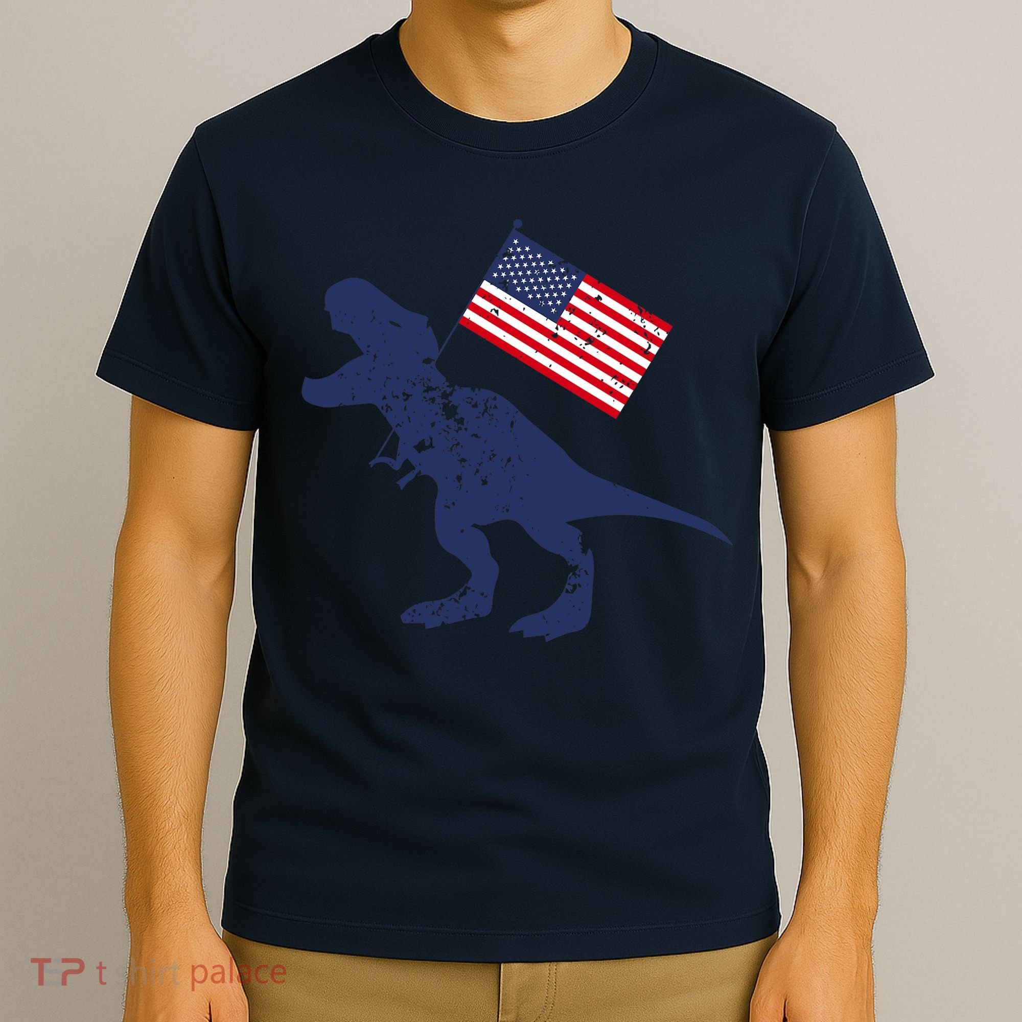Awesome America American Dino Flag July 4th USA Dinosaur T-Shirt