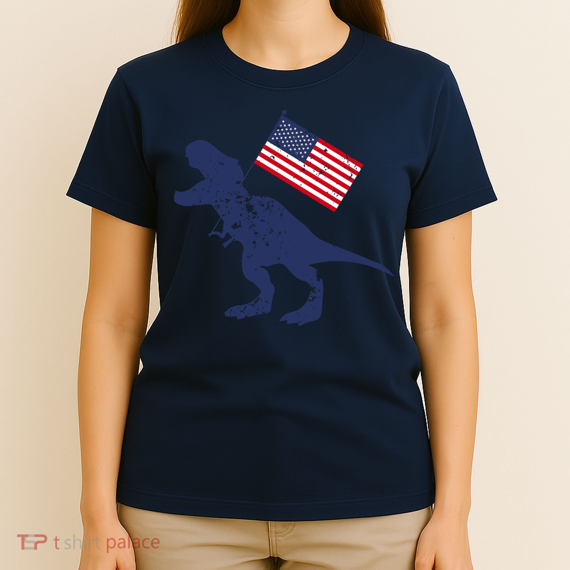 Awesome America American Dino Flag July 4th USA Dinosaur T-Shirt