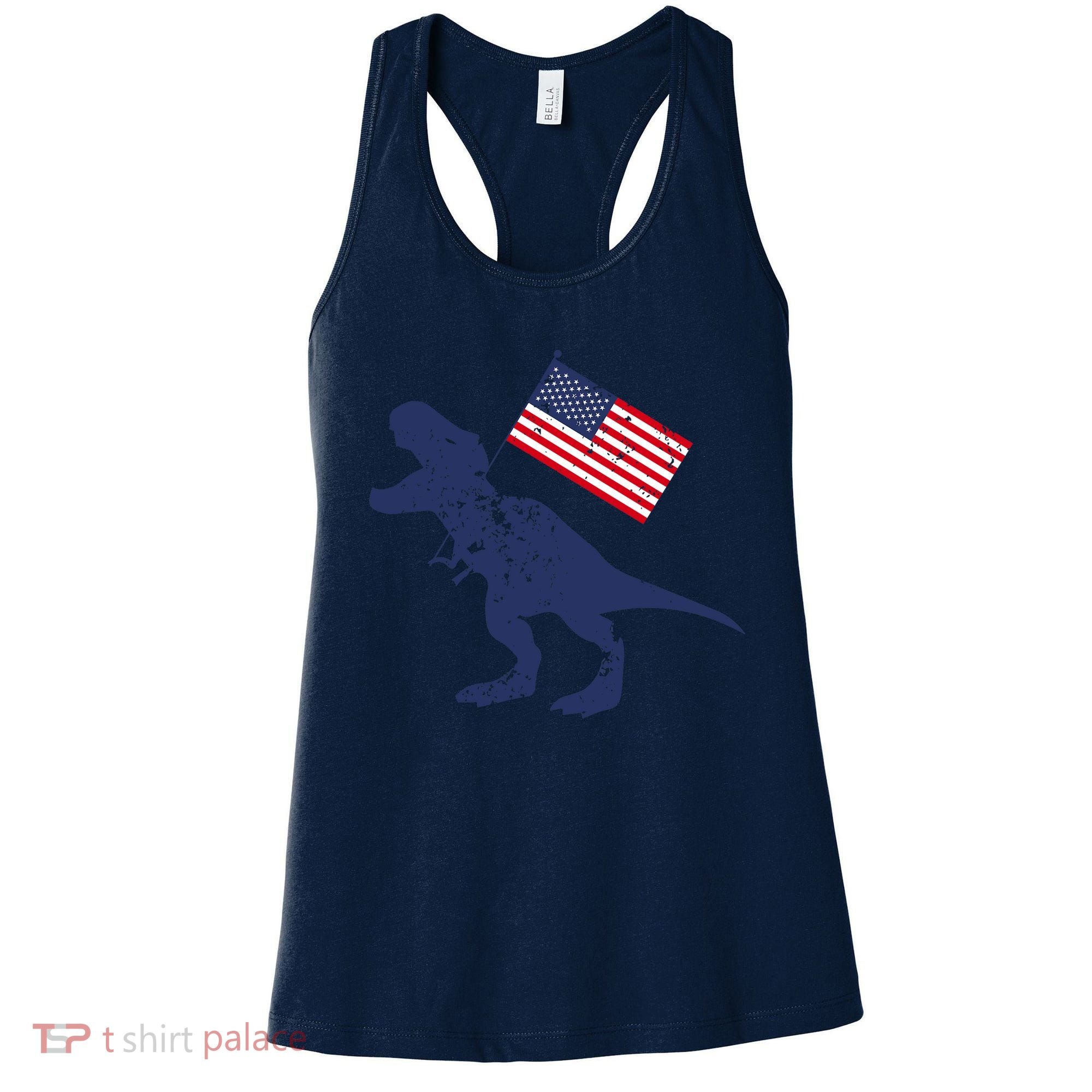 Awesome America American Dino Flag July 4th USA Dinosaur Women's Tank Top