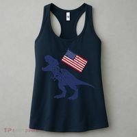 Awesome America American Dino Flag July 4th USA Dinosaur Women's Tank Top thumb 3