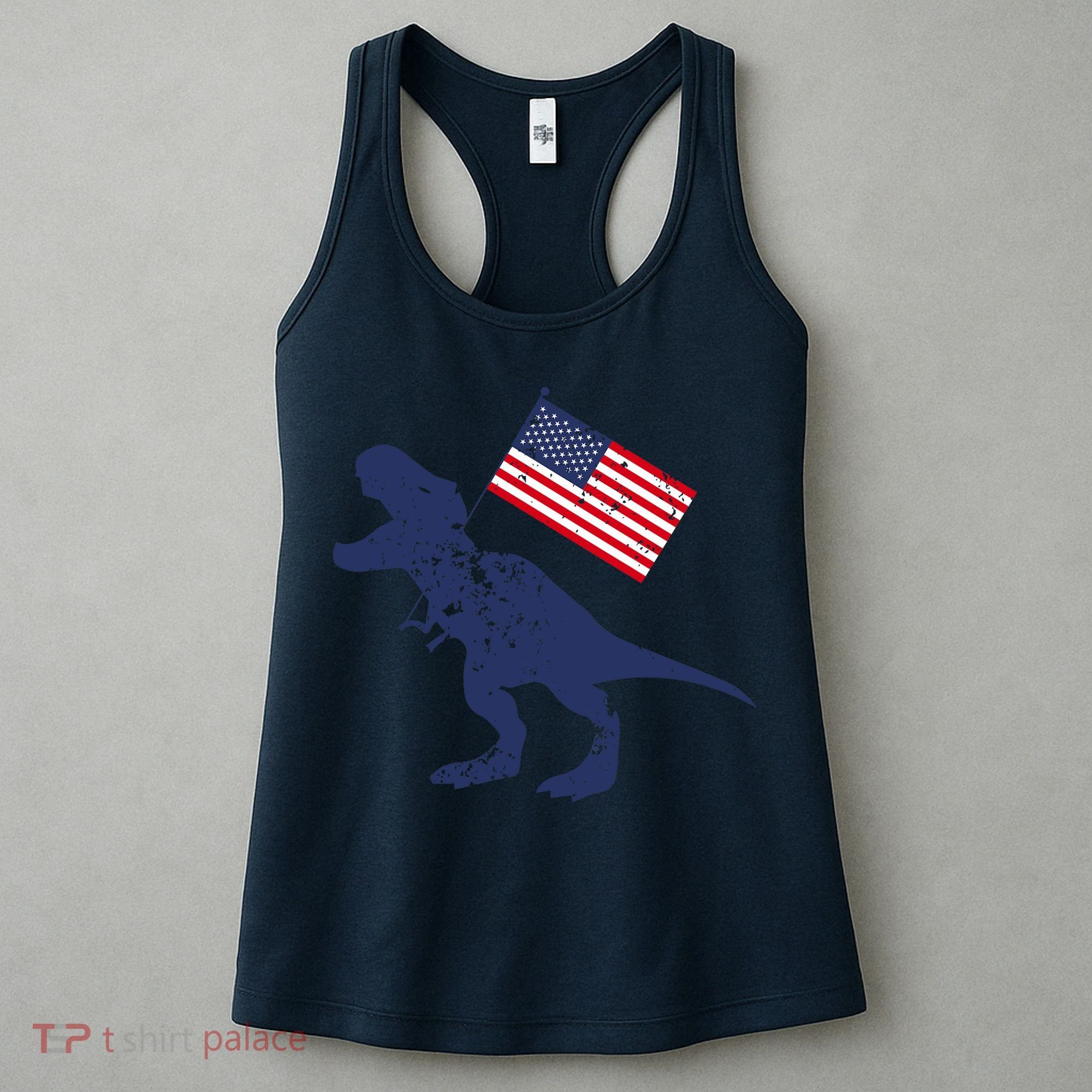 Awesome America American Dino Flag July 4th USA Dinosaur Women's Tank Top