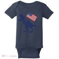 Awesome America American Dino Flag July 4th USA Dinosaur Baby Bodysuit thumb 0