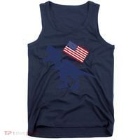 Awesome America American Dino Flag July 4th USA Dinosaur Tank Top thumb 0