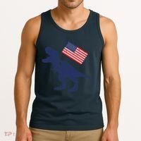 Awesome America American Dino Flag July 4th USA Dinosaur Tank Top thumb 3