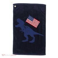 Awesome America American Dino Flag July 4th USA Dinosaur Golf Towel thumb 0