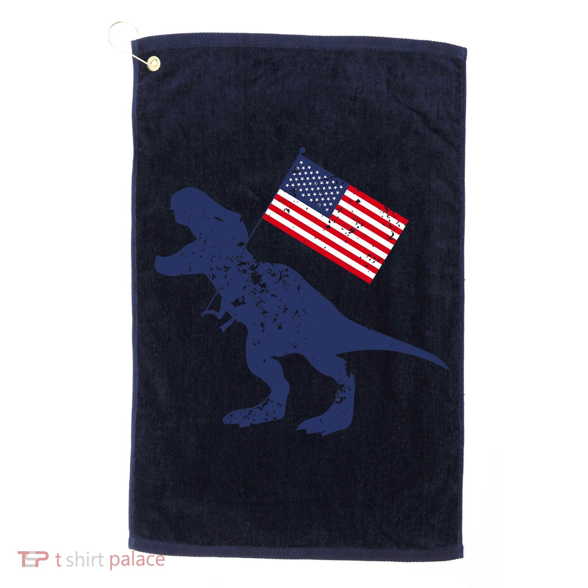 Awesome America American Dino Flag July 4th USA Dinosaur Golf Towel