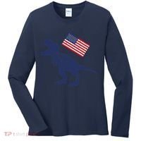 Awesome America American Dino Flag July 4th USA Dinosaur Women's Long Sleeve Shirt thumb 0