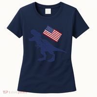 Awesome America American Dino Flag July 4th USA Dinosaur Women's T-Shirt thumb 0