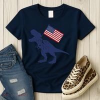 Awesome America American Dino Flag July 4th USA Dinosaur Women's T-Shirt thumb 3