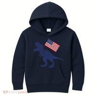 Awesome America American Dino Flag July 4th USA Dinosaur Kids Hoodie thumb 0