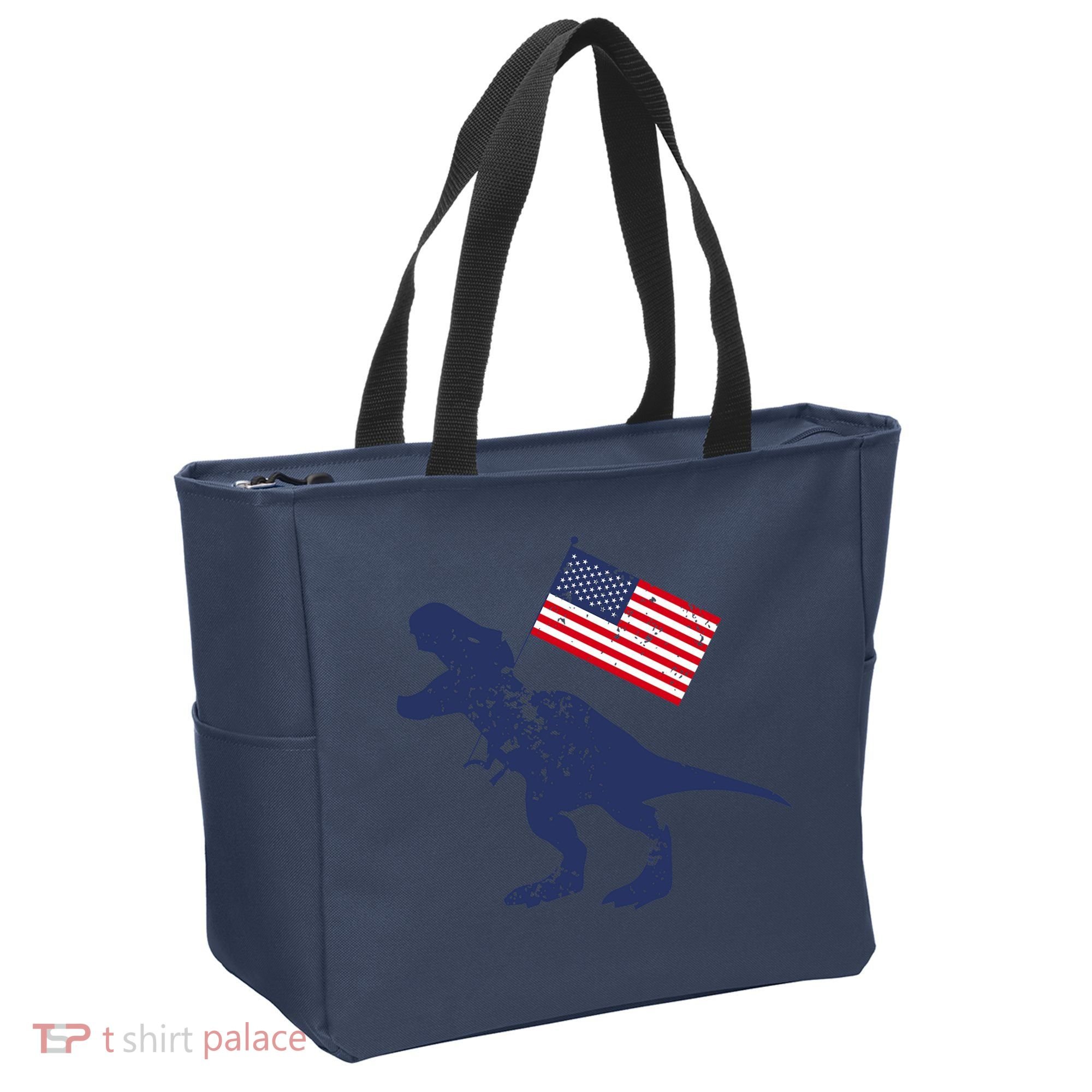 Awesome America American Dino Flag July 4th USA Dinosaur Tote Bag