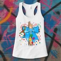 Autism Awareness Autistic God Save Faith  Women's Tank Top thumb 3