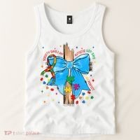 Autism Awareness Autistic God Save Faith  Tank Top thumb 2