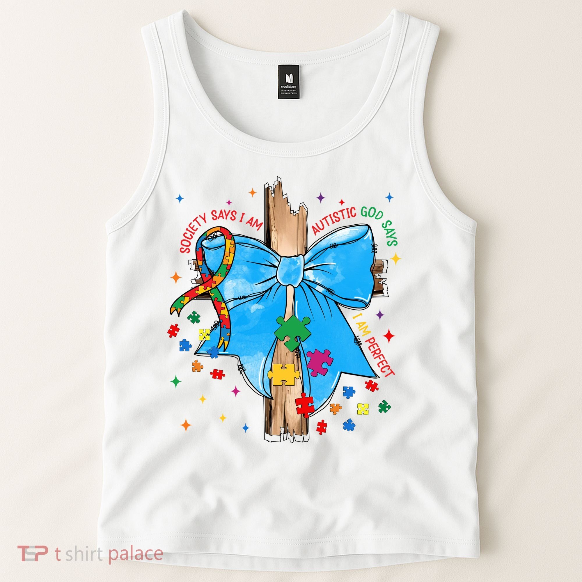 Autism Awareness Autistic God Save Faith  Tank Top