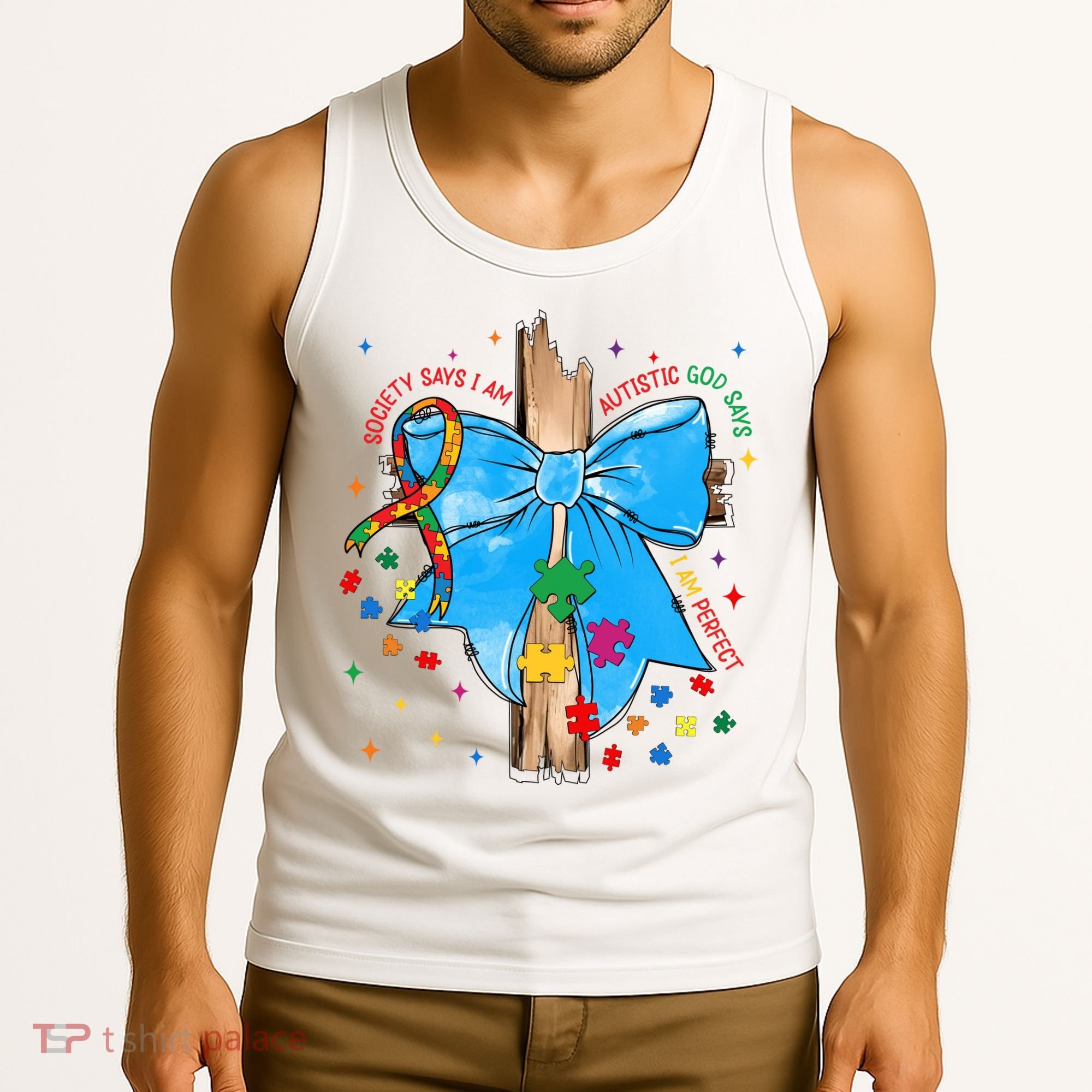 Autism Awareness Autistic God Save Faith  Tank Top