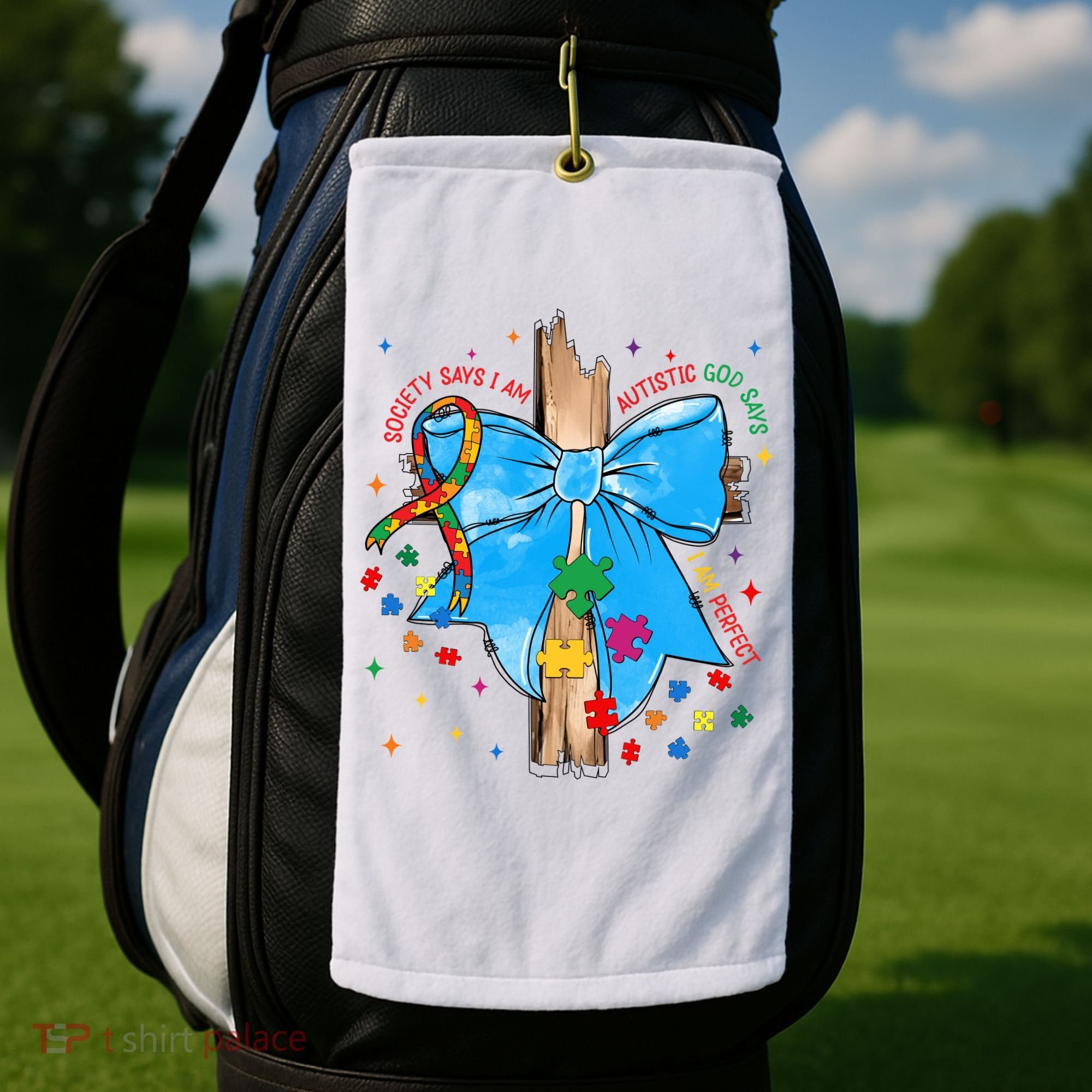 Autism Awareness Autistic God Save Faith  Golf Towel