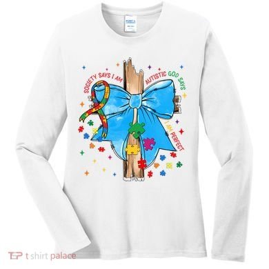 Autism Awareness Autistic God Save Faith  Women's Long Sleeve Shirt
