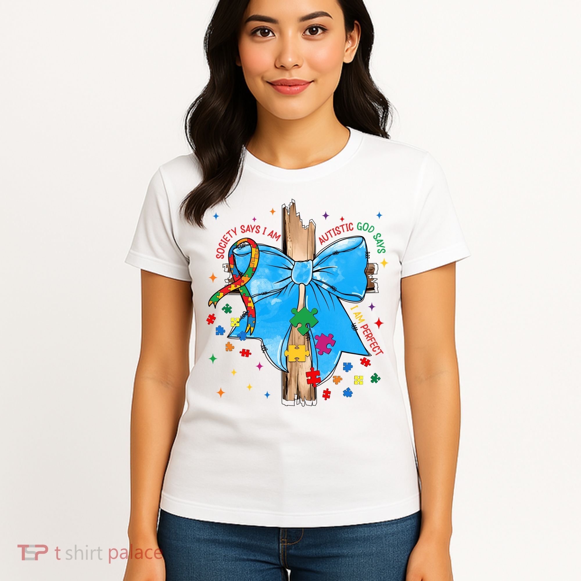 Autism Awareness Autistic God Save Faith  Women's T-Shirt